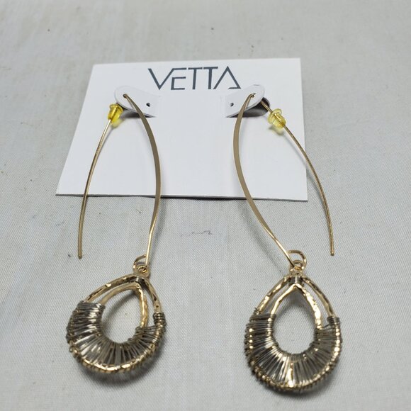Vetta gold with silver wire wrap threader earring - Picture 3 of 5